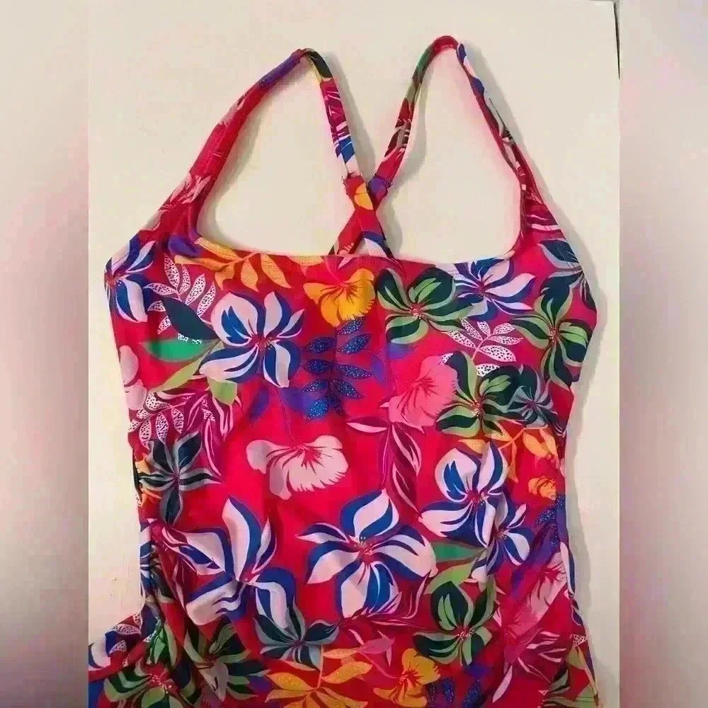 Caribbean Joe Women’s‎ Swimsuit One-Piece Tropical Print Size 14